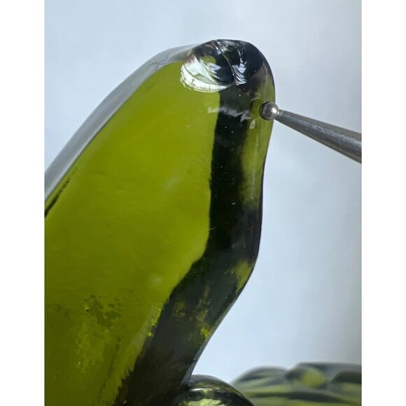 Vtg Green Indiana Glass Grape & Leaf Decorative Bowl Plate With Stem Handle READ - Picture 4 of 11